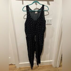 Anthropologie Black Star Pattern Cotton Jumpsuit